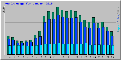 Hourly usage for January 2018